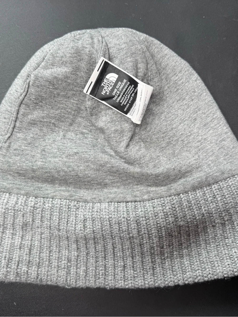 The North Face Men's Light Gray Ribbed Cuff Beanie